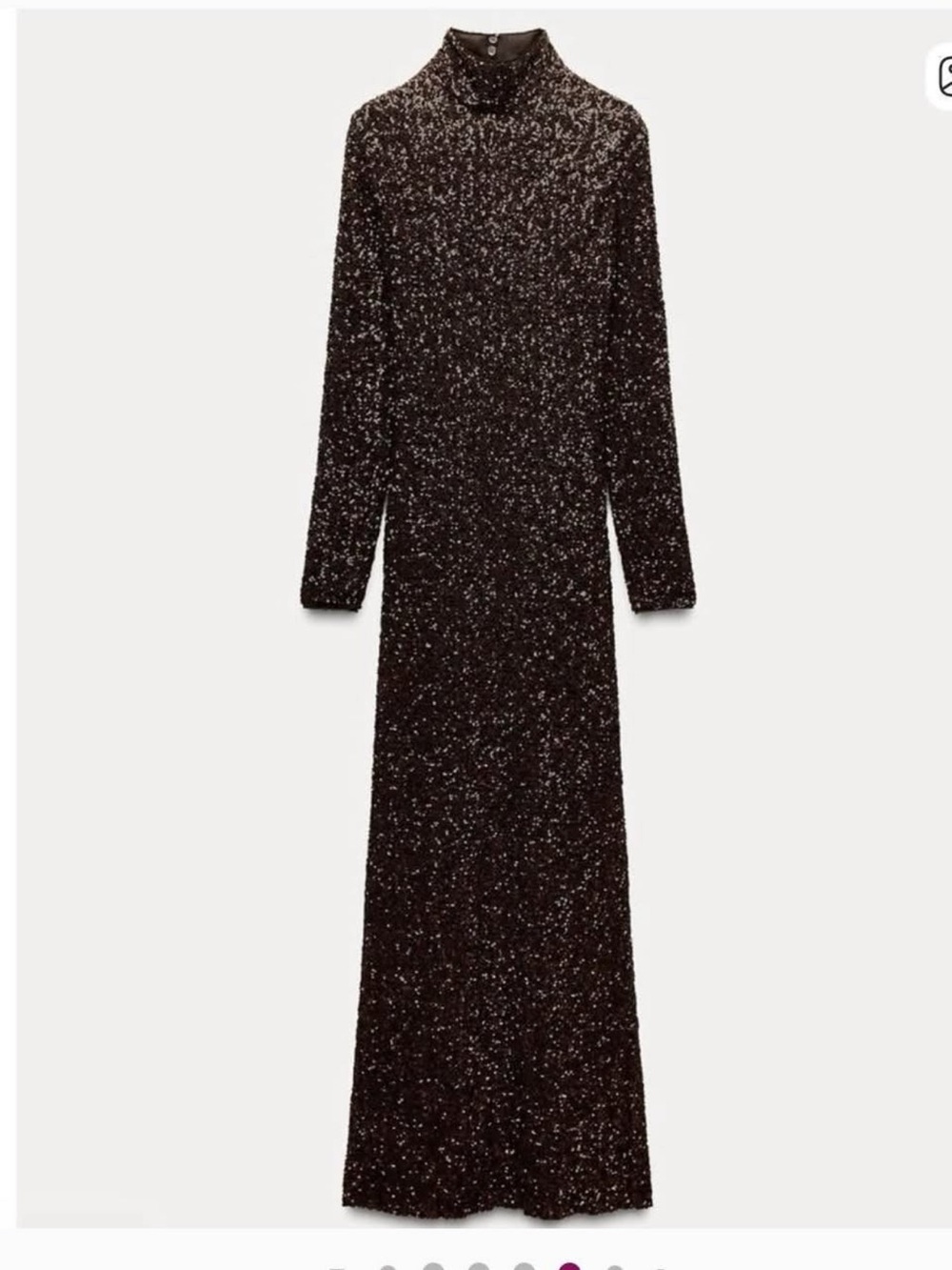 Sequin Long Sleeve Maxi Dress - Brown